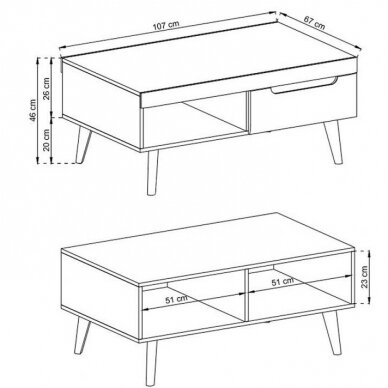 Žurnalinis staliukas BT1357 (Baltas) 2